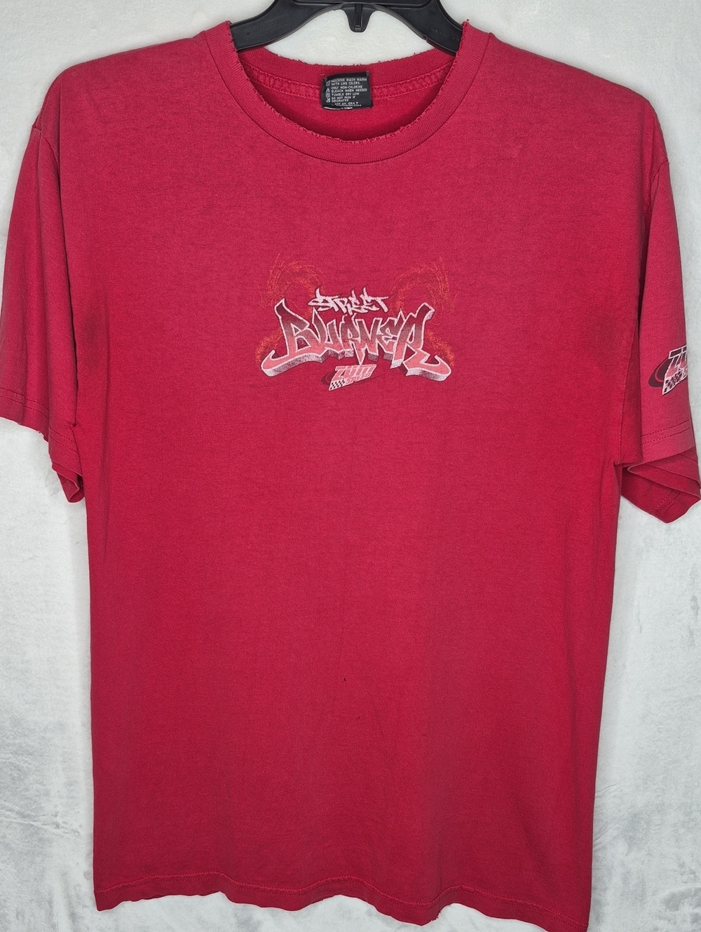 Vintage Y2K ODM Street Burner Motorcycle Graphic T-Shirt Red Size XL Thrashed